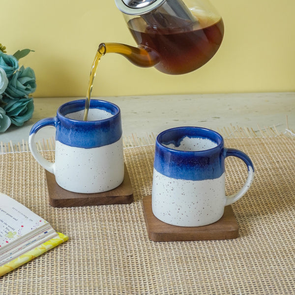 Blue Glazed ceramic Mug Set of 2