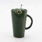 Ceramic Glazed Straw Mug- Green