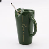 Ceramic Glazed Straw Mug- Green