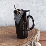 Ceramic Glazed Straw Mug- Black