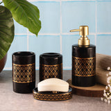 Ceramic Gold Bath Accessory Set- Black