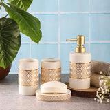 Ceramic Gold Bath Accessory Set- White