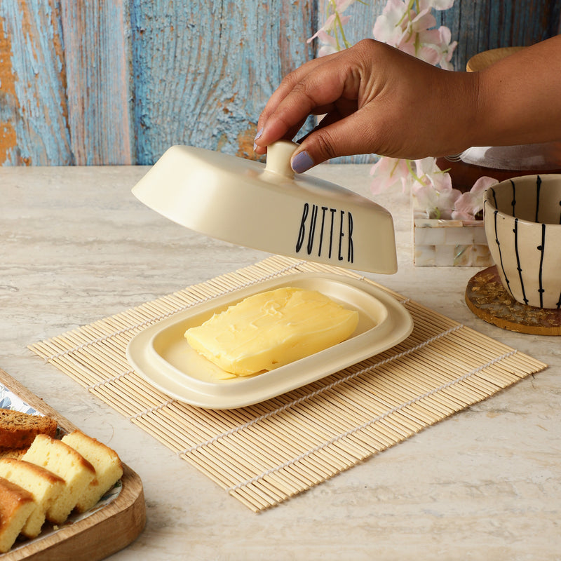 Beige Ceramic Butter Dish