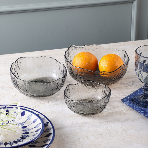 Textured Serving Bowl- Grey (Set of 3)