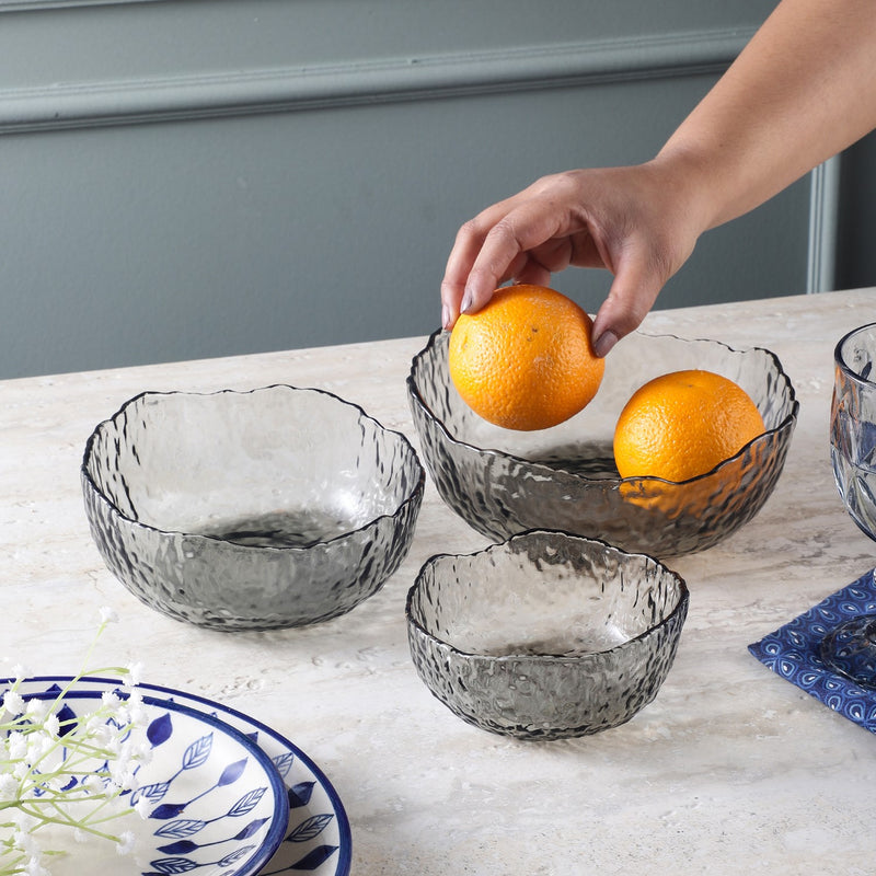 Textured Serving Bowl Grey Set of 3 The Decor Mart