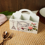 Wooden French Rose Caddy Cutlery Holder