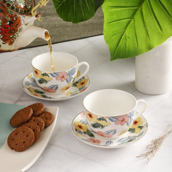 Ceramic Pastel Cup & Saucer- Set of 2