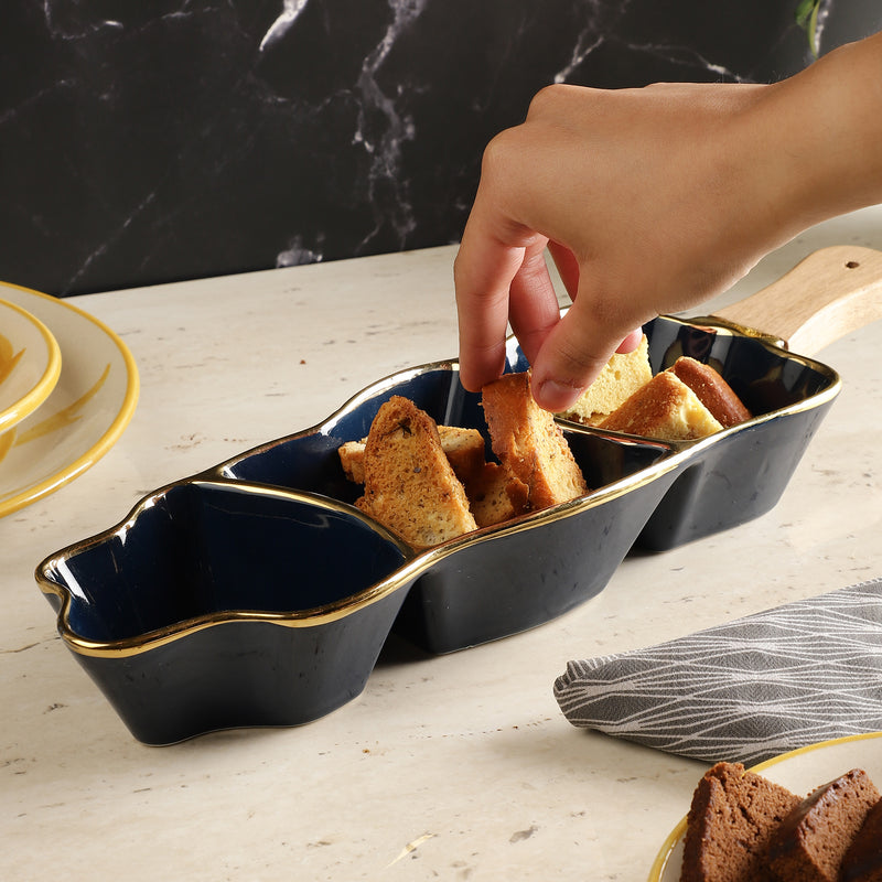 Abstract Ceramic Platter- Royal Blue