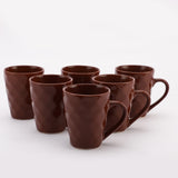 Ceramic Flowy Red Mug Set  Of 6