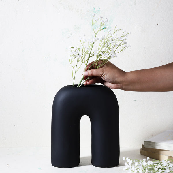 Ceramic Contemporary Vase- Black (Large)