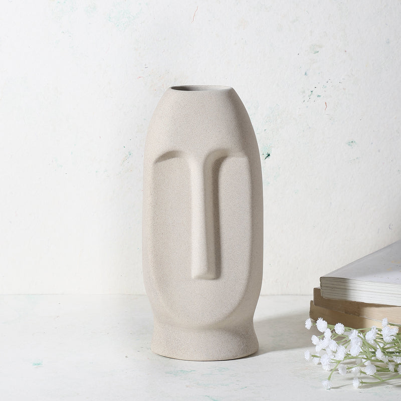 Ceramic Face Vase- Grey (Large)