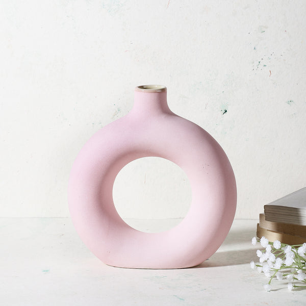 Ceramic Donut Vase- Pink (Large)