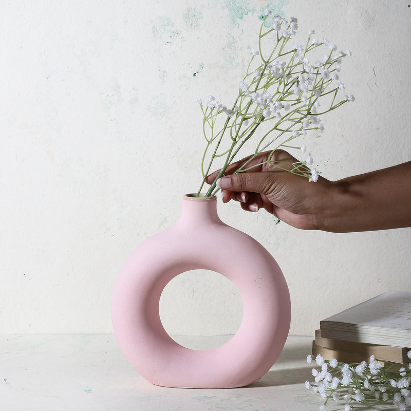 Ceramic Donut Vase- Pink (Large)