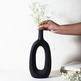 Ceramic Hollow Vase- Black (Large)