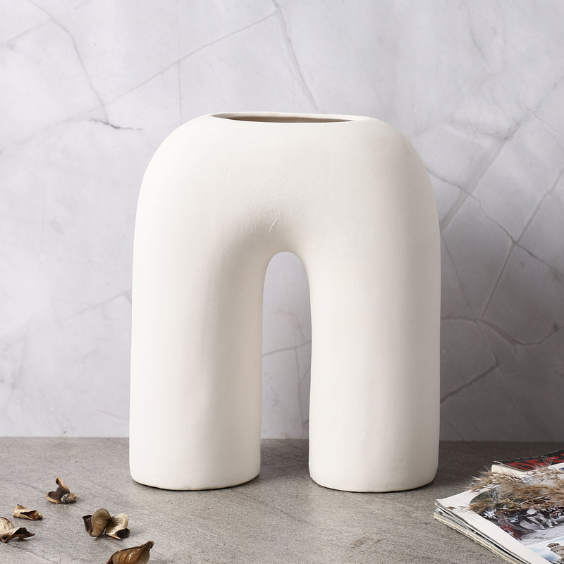 Ceramic Contemporary Vase- White (Large)