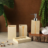 Wooden Slit Polyresin Bath Accessory Set