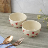 Red Floral Ceramic Bowl- Set of 2