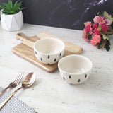 Black Stroked Ceramic Bowl- Set of 2