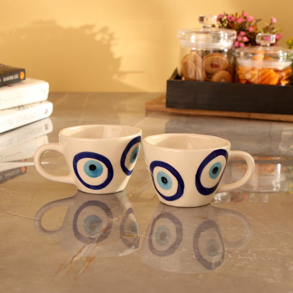 Evil Eye Ceramic Coffee Mug- Set of 2