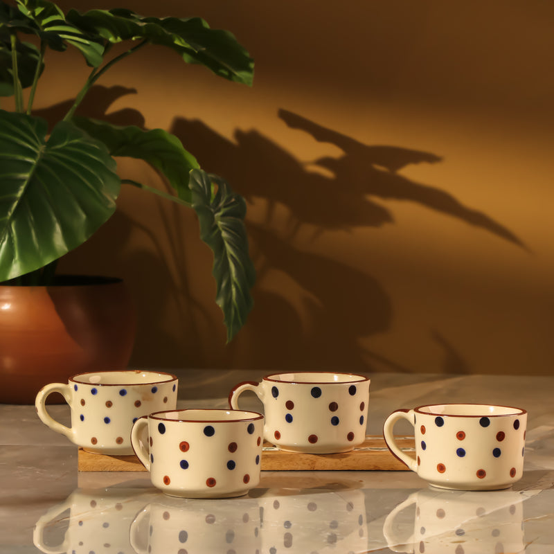 Polka Dot Ceramic Cup- Set of 4