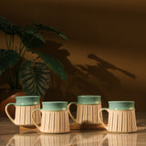 Black Striped Sage Green Ceramic Mug