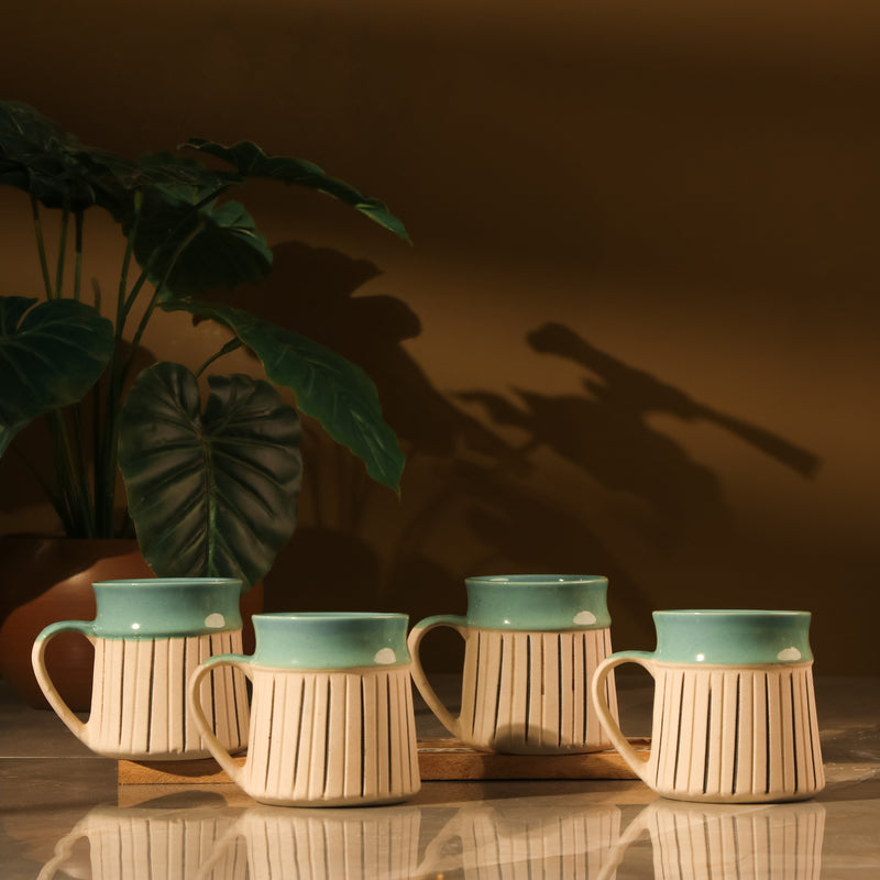 Black Striped Sage Green Ceramic Mug