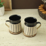 Black Striped Black Ceramic Mug