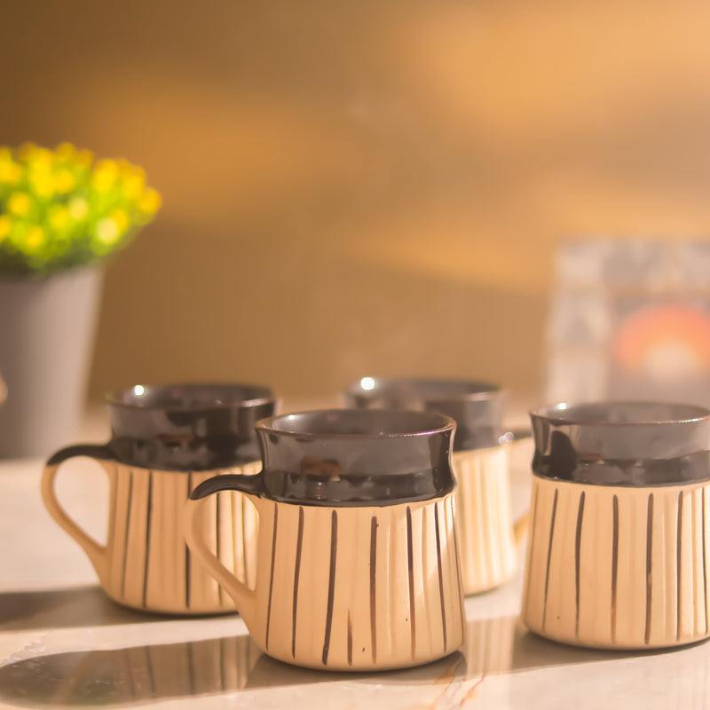 Black Striped Black Ceramic Mug