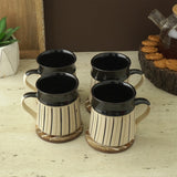 Black Striped Black Ceramic Mug