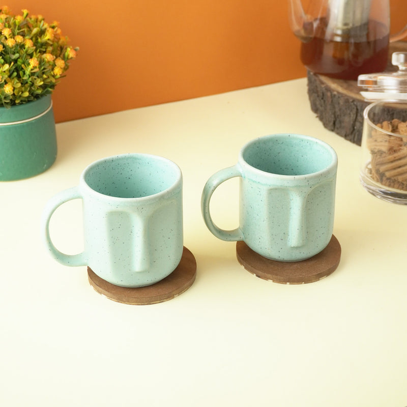 Blue Ceramic Face Mug