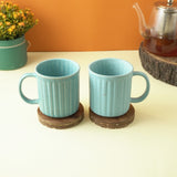 Blue Striped Ceramic Coffee Mug