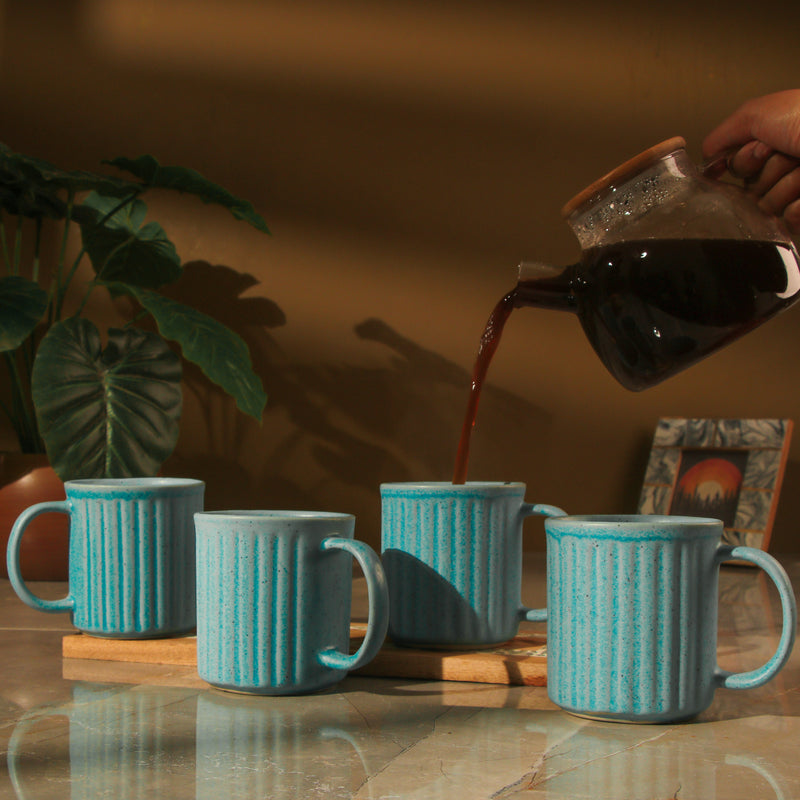 Blue Striped Ceramic Coffee Mug