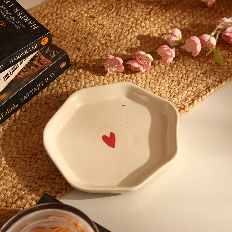 Single Heart Small Ceramic Platter