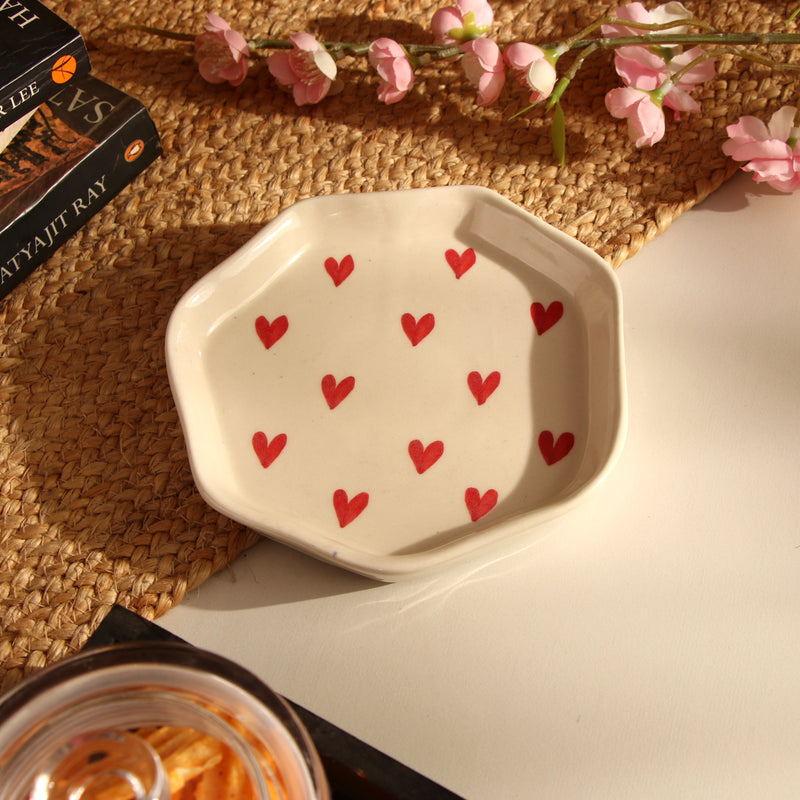 Hearts Small Ceramic Platter