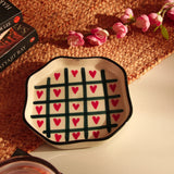 Checked Heart Ceramic Small Platter