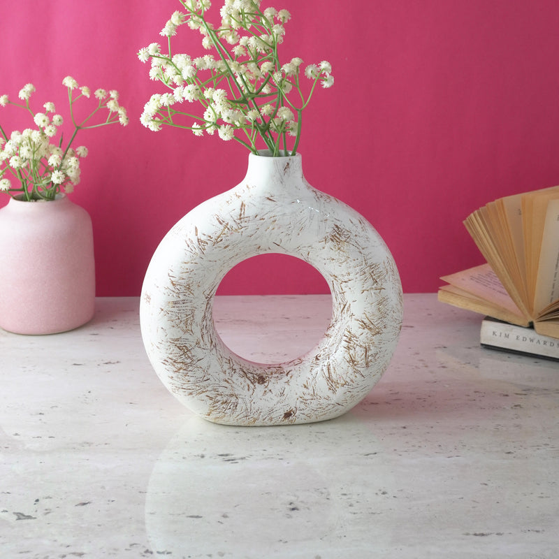 Gold Swatched Donut Ceramic Vase