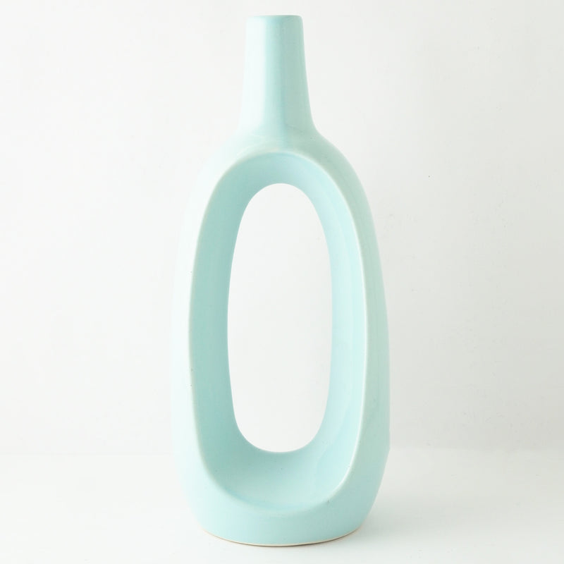 Hollow Glossy Ceramic Vase- Blue