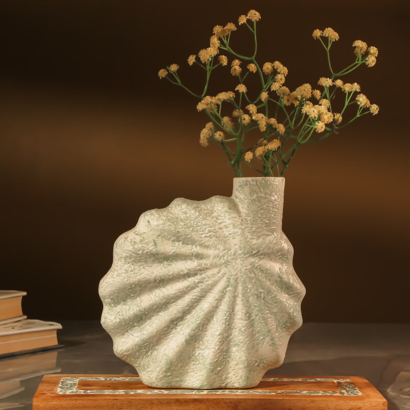 Flower Ceramic Vase- White