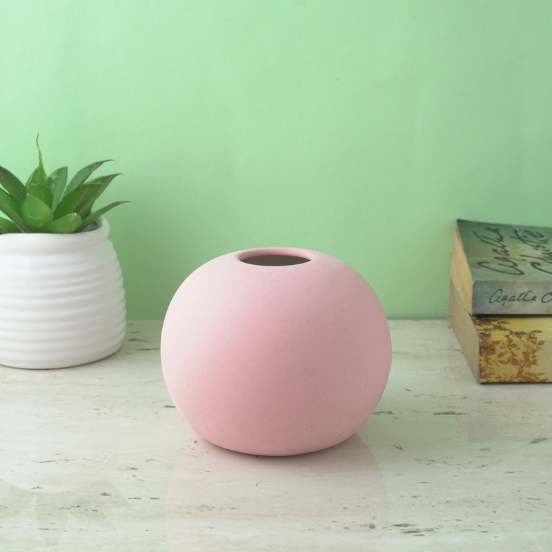 Modern Globe Ceramic Vase- Pink