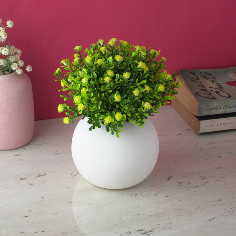 Modern Globe Ceramic Vase- White