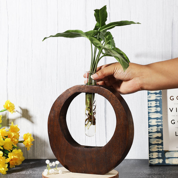 Moderna Wooden Testube Planter- Dark