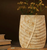 Brown Swatched Leaf Imprint Vase