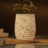 Brown Swatched Leaf Imprint Vase