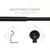 Ross Grey Metal Finial Extendable Curtain Rod Black 19MM (Hardware Included)