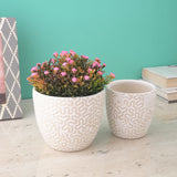 Zig-Zag White Ceramic Planter