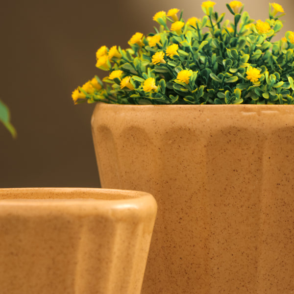 Beige Shuttle Ceramic Planter