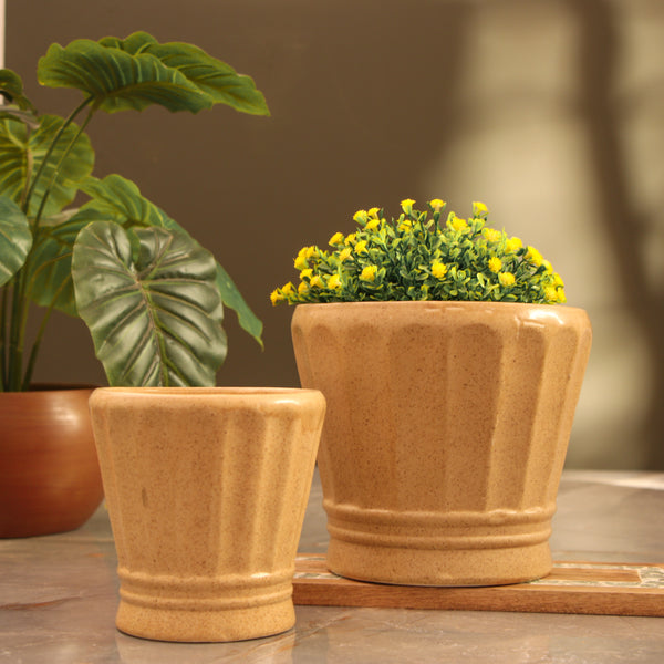 Beige Shuttle Ceramic Planter