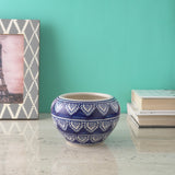 Worli Art Round Ceramic Planter- Dark Blue