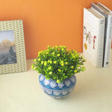 Worli Art Round Ceramic Planter- Blue