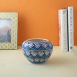 Worli Art Round Ceramic Planter- Blue